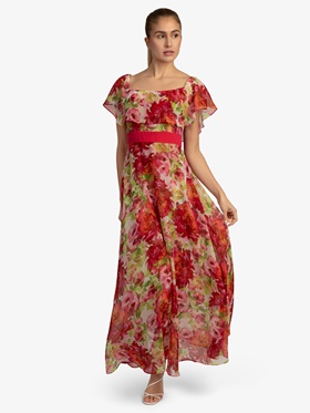 Продается выгодно платье макси из набивного шифона с цветами в аутлете магазина Апарт